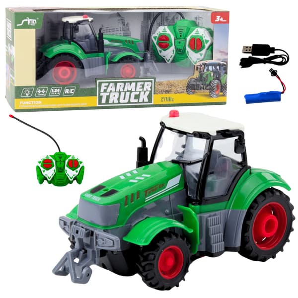 Fjernstyret landbrugstraktor RC Grøn 1:24
