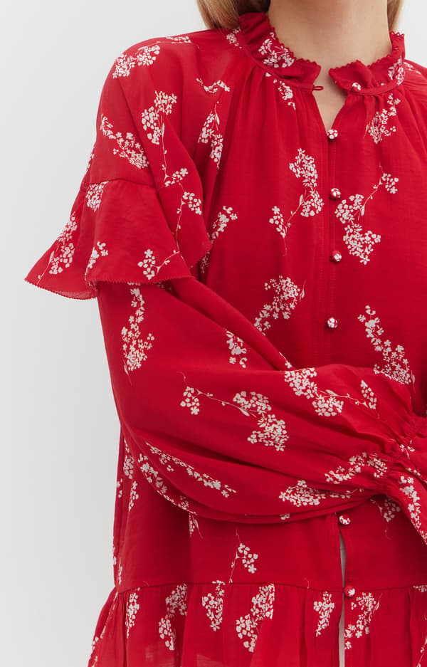 Blommig volangblus S