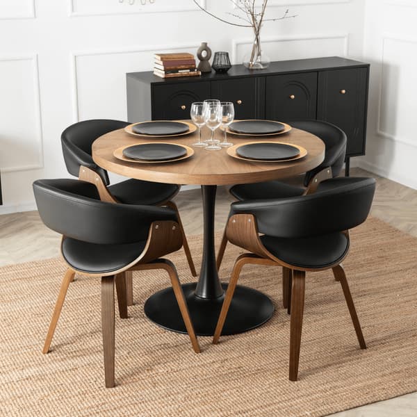 GARY Klädd bentwood-stol valnød/sort øko-læder modern loft