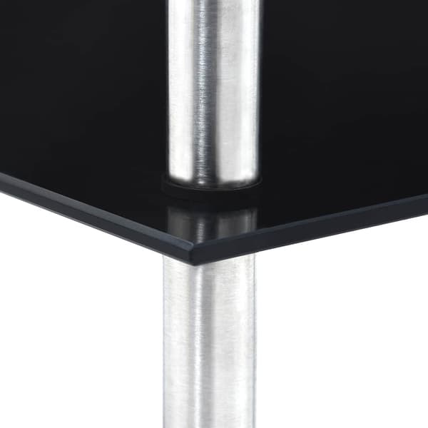 vidaXL 3-lags hylde sort 30x30x67 cm hærdet glas