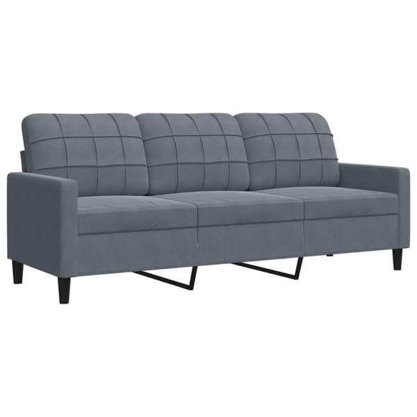 vidaXL 3-sitssoffa mörkgrå 180 cm klädd i sammet