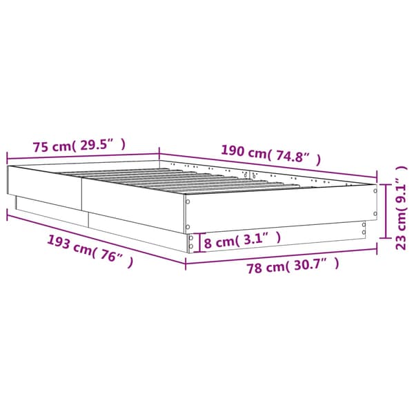 vidaXL sengestel sort 75x190 cm træbaseret materiale