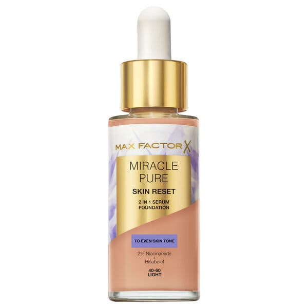 Max Factor Miracle Pure Vegan Foundation med ansiktsserum - 40-60 Light 30ml