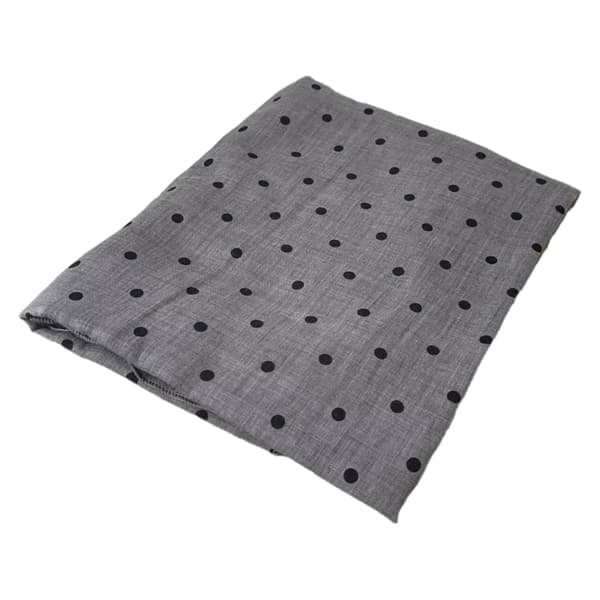 Gråt tørklæde med sorte prikker - 180x90 cm, bomuld og polyester