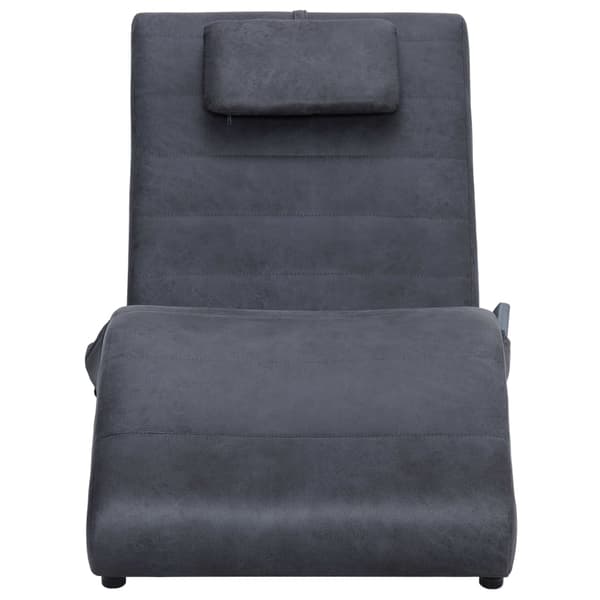 vidaXL Massageschäslong med kudde, grå, konstläder