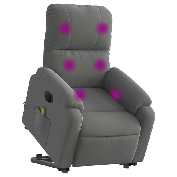 vidaXL Lyftbar massagefåtölj, mörkgrå, mikrofiber