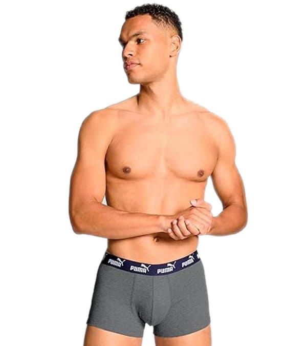 Puma Miesten Elements Basic Boxer 2-Pack Punainen/Harmaa Meleerattu [701232894 003] rL