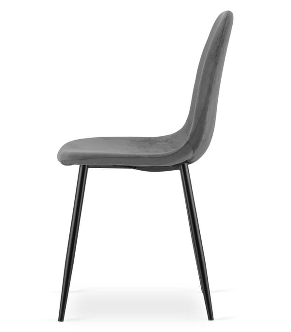 PADVA stol - mörkgrå sammet / svarta ben x 3