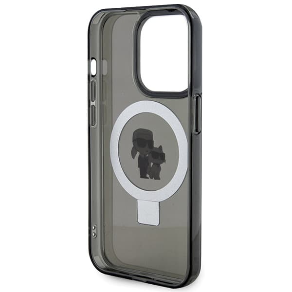 Karl Lagerfeld Ring Stand Karl&Choupettte MagSafe-etui til iPhone 15 Pro Max, sort