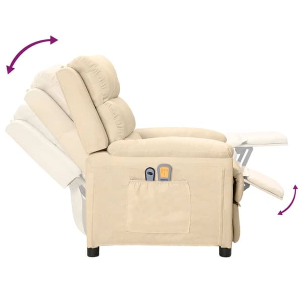 vidaXL elektrisk massagestol, creme, stof