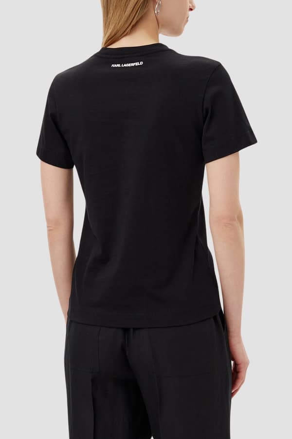 Karl Lagerfeld Sort Dame T-shirt Ikon Sketch Karl M