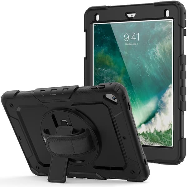 Etui til iPad 9,7" 2018/2017 (6./5. generation) / Air 2/1 9,7" 2014/2013 / Pro 9,7" 2016, Pansret, Sort