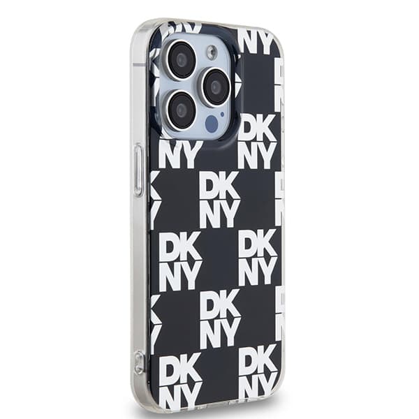 DKNY IML Ternet Mono Mønster Etui til iPhone 15 Pro, Sort