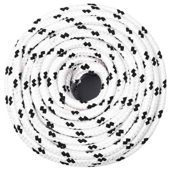 vidaXL Flätad segelrep, vit, 6 mm x 25 m, polyester