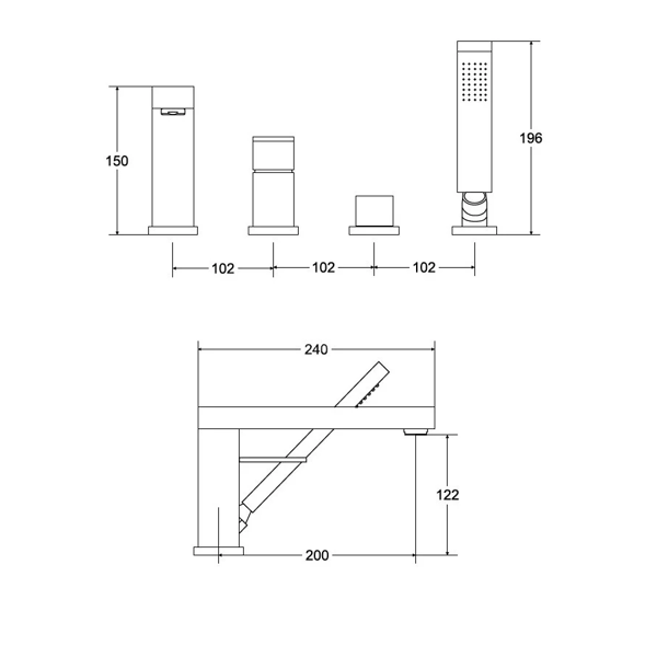 Moderne varium sort 4-huls badekarhane Besco