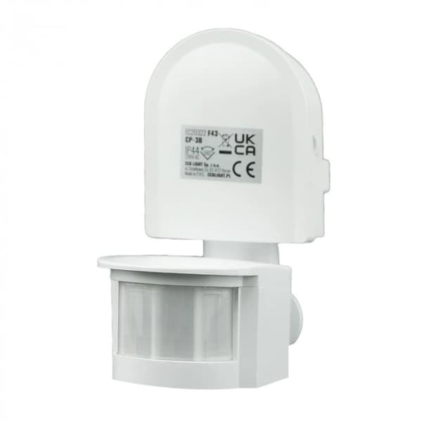 PIR-rörelsesensor Infraröd sensor 300W Max räckvidd 12m Vit Justerbar