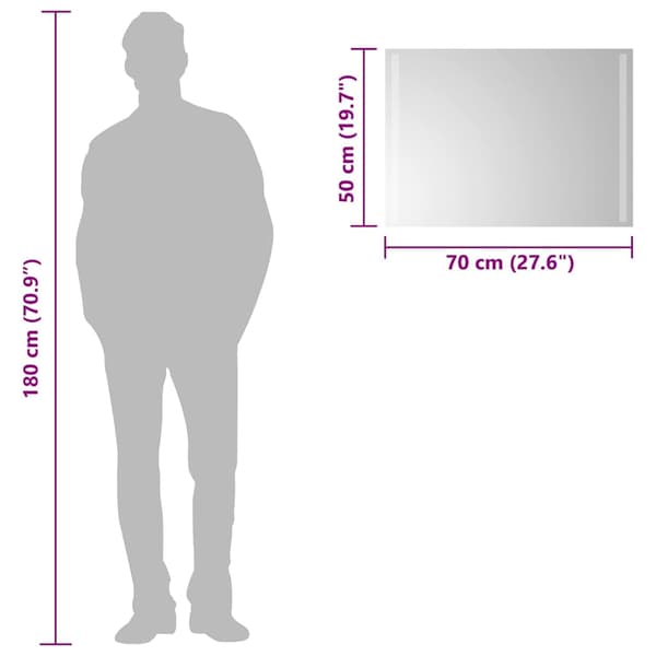 vidaXL Badrumsspegel med LED, 70x50 cm
