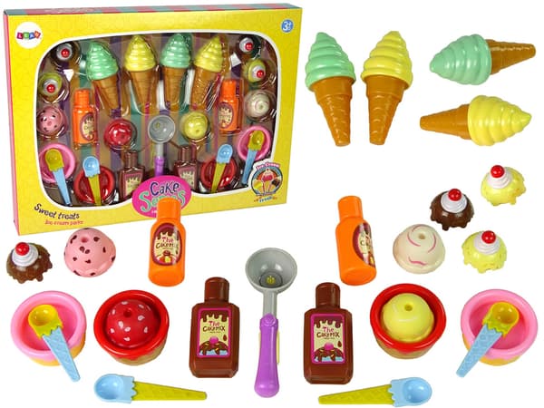 Sliksæt: Is, Cupcakes, Saucer, Skeer