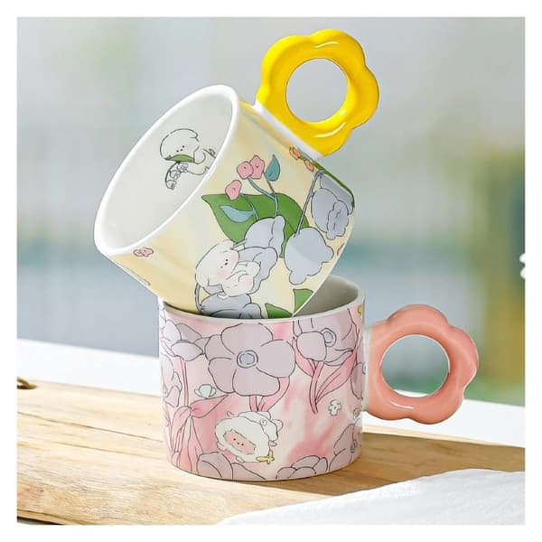 Blommig mugg med sked 280 ml + presentask KB01ZO