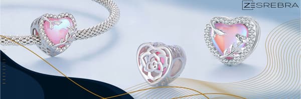 Charms lyserød hjerte sølv 925 opal perle vedhæng charms pr 925