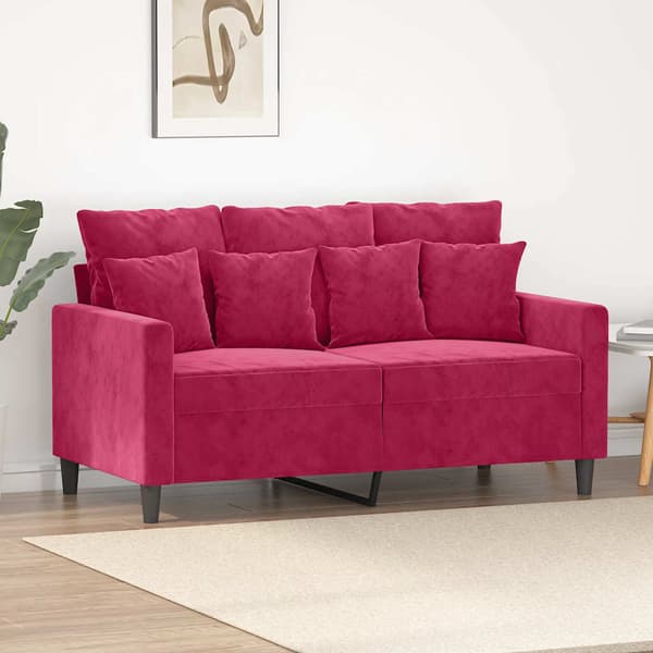 vidaXL 2-sitssoffa vinröd 120 cm klädd i sammet