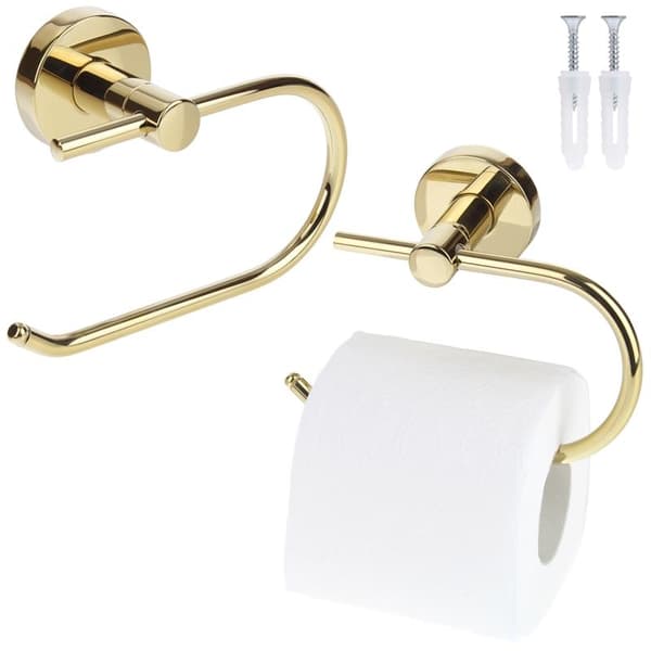 Toiletpapirholder til badeværelset Badeværelsesbøjle Guld