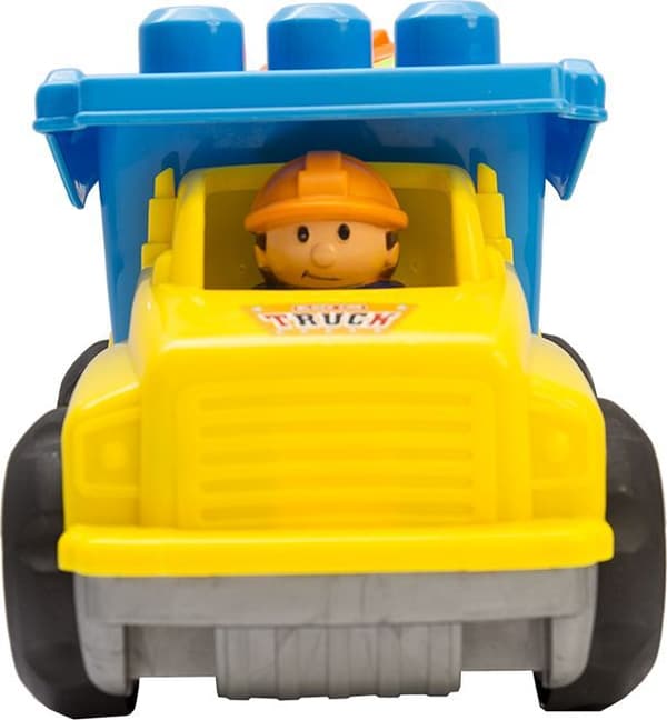 Auto palikoilla - keltainen kippiauto