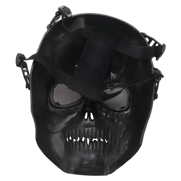 Sort RESTEQ airsoft- og motorcykelhjelmmaske til Halloween