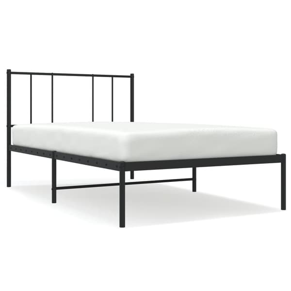 vidaXL metalsengestel med hovedgærde sort 90x200 cm