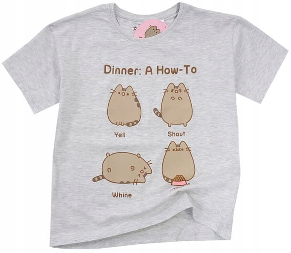 PUSHEEN KITTY T-SHIRT piger bomuld GRÅ 146/152 D064S