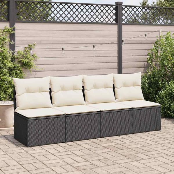 vidaXL 2-delt sofasæt med hynder, sort, polyrattan og akacie