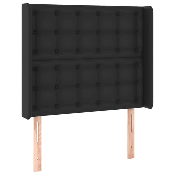 vidaXL LED sengegavl sort 93x16x118/128 cm kunstlæder