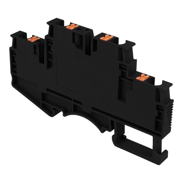 Sort 4mm2 2-niveau 4-leder klemrække