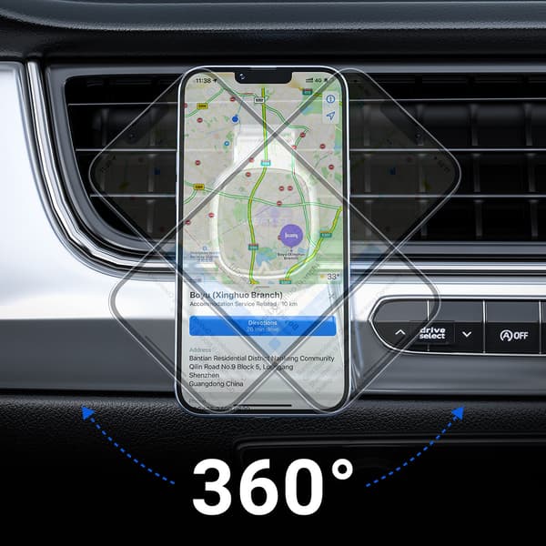 Magneettinen puhelimen pidike autoon tuuletusritilään, harmaa