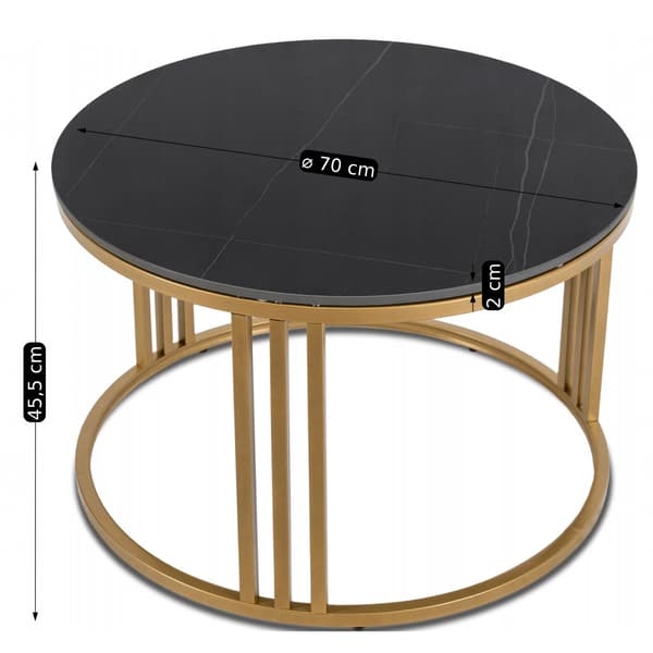 KORIN Sofabord 70 cm sort marmor gylden glamour moderne