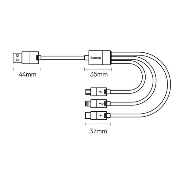 StarSpeed 3-i-1 USB-telefonkabel - micro USB / iPhone Lightning / USB-C 1,2 m - sort