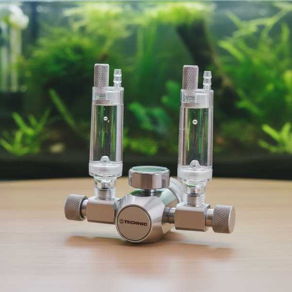 CO2-reducer til AKVARIUM Bobletæller Regulator til to akvarier Manometer