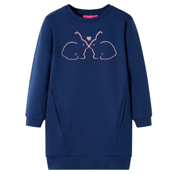 Børnesweatshirtkjole, marineblå, 92