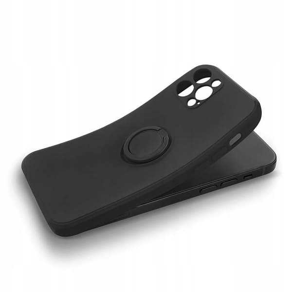 Etui til IPHONE 13 PRO Silikonering Sort Bagside + Glas
