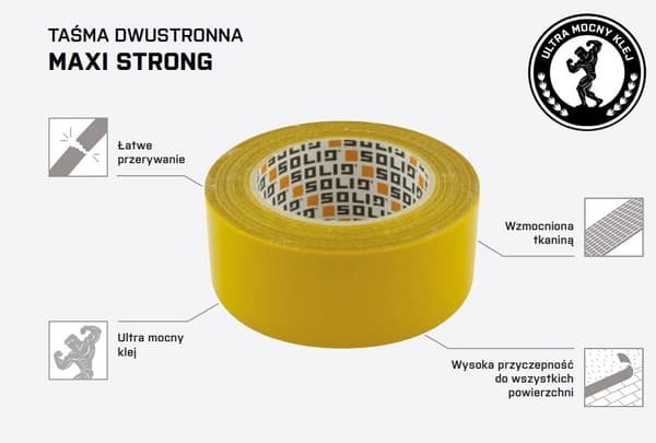 Solid maxi strong dobbeltklæbende tape 48 mm x 25 m