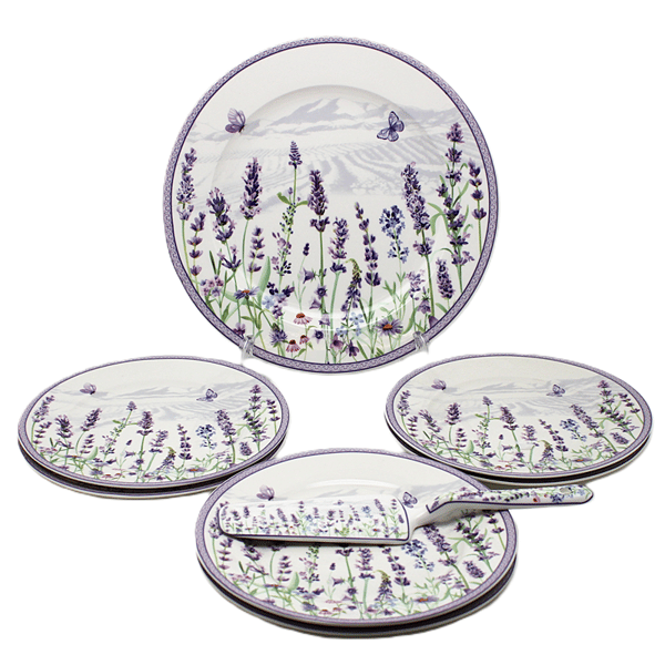 Porslinstallrikar med spatel i presentask, Lavender-kollektionen