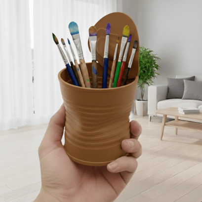 Brun urtepotte formet som en knust plantedåse, moderne design