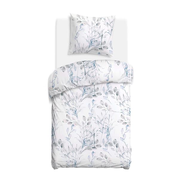 Bomullssängkläder 140x200 satin BOMULL vintermönster isblad blommor