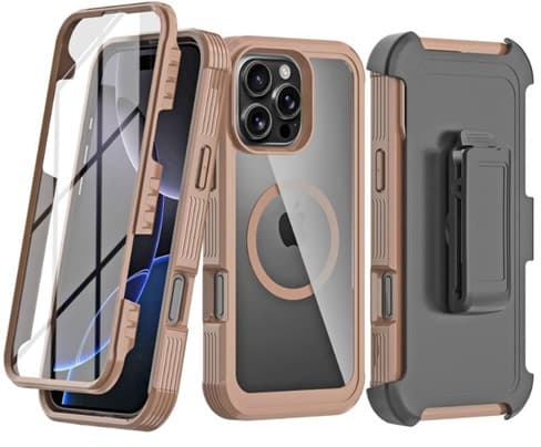Etui til iPhone 16 Pro, stødsikker bælteklips, til MagSafe, med klips, ørkentitanium