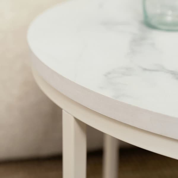 AGNES Sofabord 53 cm Hvid Marmor Moderne