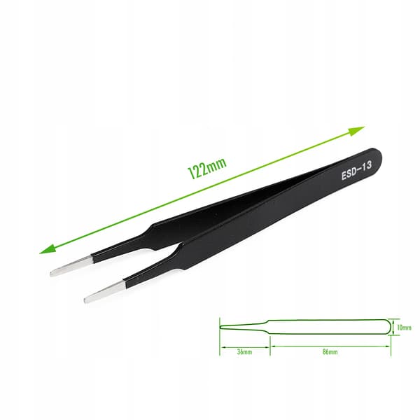 Pincet 122 mm lige bred ESD-13