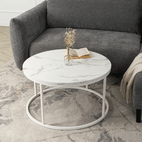 AGNES MAX sofabord 80 cm hvid marmor moderne