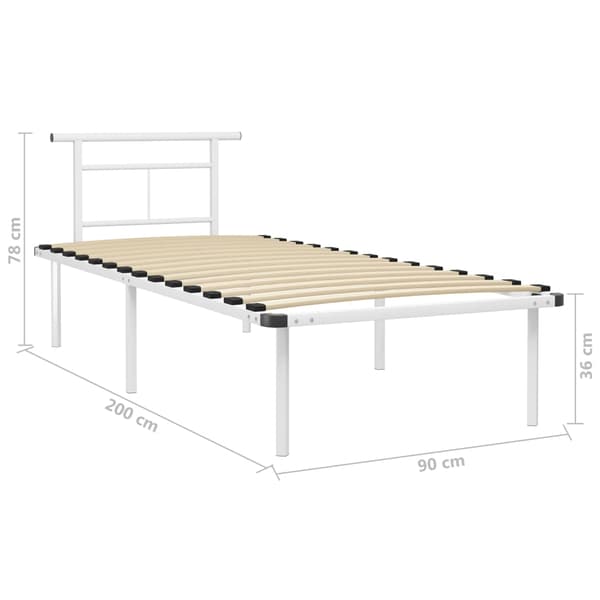 vidaXL Sängram vit metall 90 x 200 cm