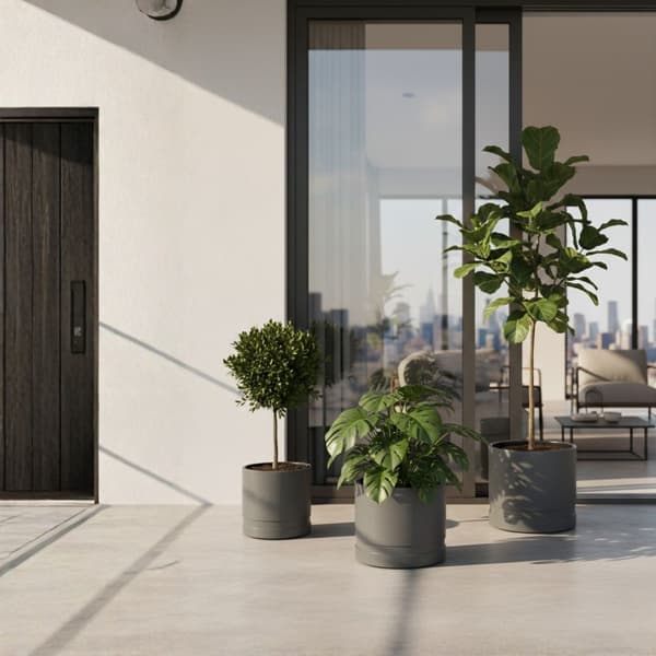 Set med Luna blomkrukor, cylinderformade, antracit, 3 st.