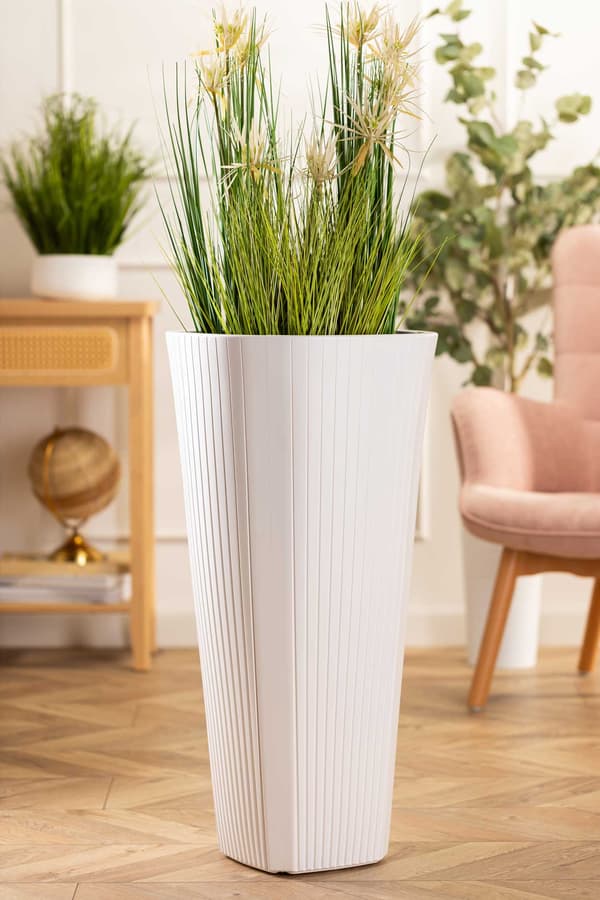 Mora blomkruka, hög, vit, 39xh81 cm